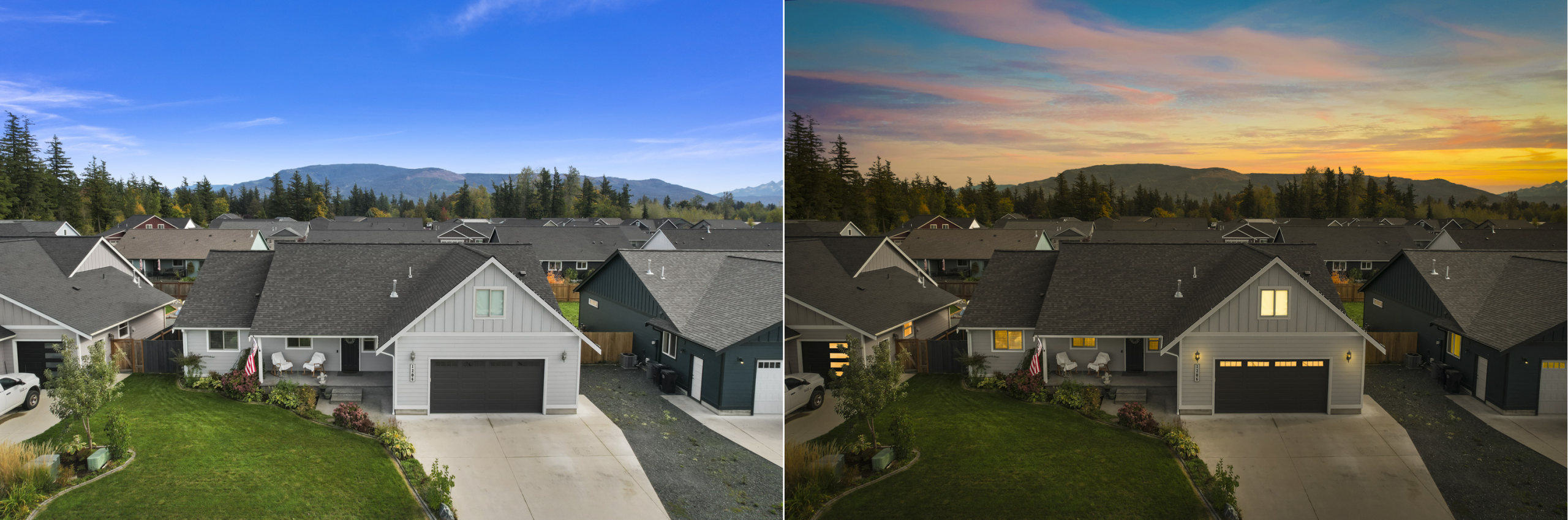 Before and after real estate photo edit in Photoshop