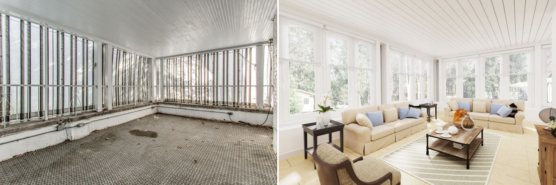 Before and after virtual renovation comparison