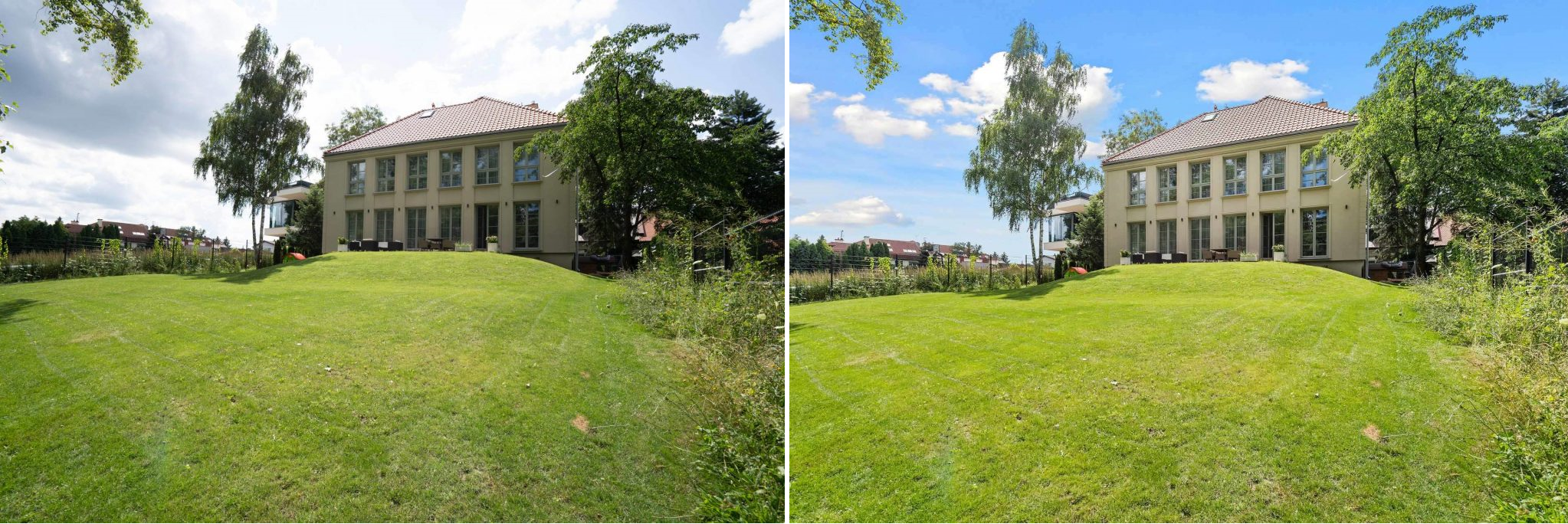 Before and After Sky Replacement in Photoshop